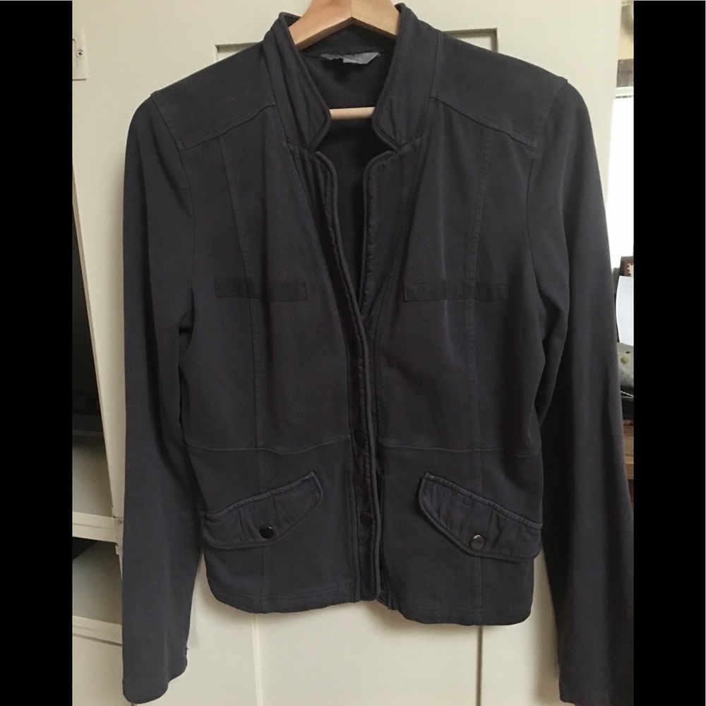 Gray casual jacket with snaps size XL but fits L